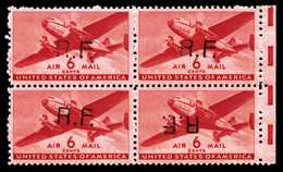 (N°Mayer), Casablanca Type II: 1 Exemplaire Surcharge 'RF' Renversée Tenant à Normaux Dans Un Bloc De Quatre, Qualité ** - Poste Aérienne Militaire