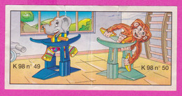 264465 /  Instruction Kinder Surprise - K 98 N. 50 - Monkey Fitness Club + K 98 N. 49 Animal Elephant  , 7.0 X 3.4 Cm. - Istruzioni