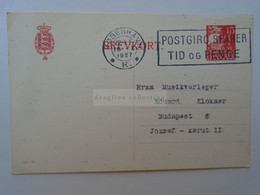 D181520  Postal Stationery-1927 Kopenhagen-  Paul S. Schmidt  Musikhandel  - Sent To Edouard Klokner  Budapest - Ganzsachen