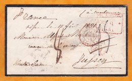 1851 - Enveloppe Faire-part De Décès De Glasgow, Ecosse Vers Jussey, Haute Saône, France - Entrée Calais - Cad Arrivée - Marcofilie