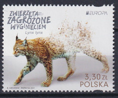 Poland 2021 Europa CEPT, Fauna, Lynx, Endangered Wildlife MNH** - Raubkatzen