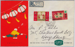 39748   HONG KONG -  POSTAL HISTORY - Chinese YEAR Of The SHEEP  REGISTERED FDC COVER 1967 - Brieven En Documenten