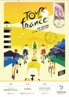 ANDORRA.Tour De France En Andorre 11 - 12 13 Juillet 2021.Official Leaflet With Andorra Cyclism Stamp Postmarked Andorra - Brieven En Documenten