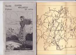 !  RARE  - Guide / Führer Touristique EUPEN - MALMEDY - St. VITH De 1928 Avec Carte - Bilingue FR/D  (B288) - Publicités