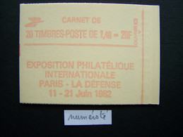 2154-C1a CONF. 8 CARNET NUMEROTE FERME 20 TIMBRES SABINE DE GANDON 1,40 VERT PHILEXFRANCE 82 - Modernes : 1959-...