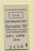 X03] BRD - Pappfahrkarte -- Bad Freienwalde - Eberswalde ( Erm Personenzug) - Europe