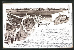 Lithographie Naunhof, Gasthaus Rathskeller, Bismarckhütte, Totalansicht - Naunhof