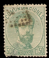 España Edifil 126 (º)  50 Céntimos Varde  Corona,Cifras Y Amadeo I  1872  NL583 - Used Stamps