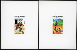 DJIBOUTI 2 Epreuves De Luxe Sur Papier Glacé N° 605 Et 606 Les Scouts De Djibouti 1985 - Unused Stamps