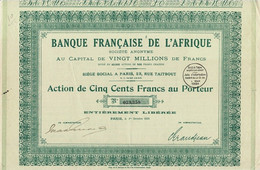 Titre Ancien - Banque Française De L'Afrique  - Titre De 1924 - - Bank En Verzekering