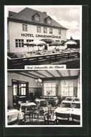 AK Pössneck, Hotel Linkenmühle Mit Terasse Und Innenansicht - Pössneck