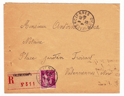 Lettre Recommandée 1935 Valenciennes Type Paix 1f75 - 1932-39 Vrede