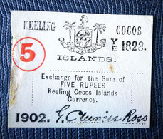 Authentic Keeling Cocos P-S128 ️ 5 Rupees 1902  UNC - Autres - Océanie