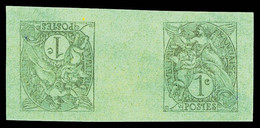 N°107 (*) 1c Gris Sur Vert, épreuve TETE-BECHE Avec Pont. TTB (certificat) - Unused Stamps