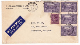 Lettre 1949 Toronto Canada J. Granatstein & Co Verviers Belgique - Storia Postale