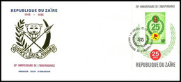 FDC (BL 61)   - ZAÏRE - 25e Anniversaire De L'indépendance / Verjaardag Van De Onafhankelijkheid - 1980-1989