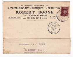 Carte Postale 1942 Récupération Métallurgique Métaux Démolition Robert Boone La Madeleine Nord Pétain 1F20 - 1941-42 Pétain