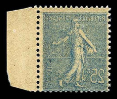 N°132d ** Semeuse, 25c Bleu, Impression Recto Verso, Bord De Feuille (certificat) - Unused Stamps