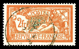 N°145c Oblitéré 2F Orange Et Vert-bleu: Cassure Dans Le Bas De L'écusson, TTB (signé Calves) - Used Stamps
