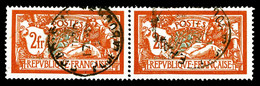 N°145c Oblitéré Merson, 2F Orange, écusson Brisé Tenant à Normal, Très Bon Centrage (certificat) - Used Stamps