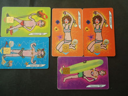FRANCE USED 5  CARDS   DIFFERENT CHIPS   COMICS - Internas