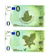 Lot De 2 Billets Touristiques Souvenir Memo Euro Vogelpark Et Adlerwarte Berlebek 0 Euro Schein Euro - Private Proofs / Unofficial