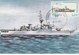 A10854- NAVI MISSILE LAUNCHING FRIGATE " LUPO" 1976, TORINO ITALIA 1978 MAXIMUM CARD USED STAMP - Barcos