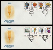 FDC (1245/1252)- 200 Ans Du 1er Vol De L'homme En Ballon / 200 Jaar Van De Eerste Bemande Ballonvlucht - ZAÏRE - 1980-1989