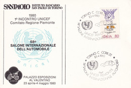 A10880- SAN PAOLO, COMITATO REGIONE PIEMONTE 1980 UNICEF, SALONE INTERNAZIONALE DELL'AUTOMOBILE ITALIA USED STAMP - 1971-80: Used