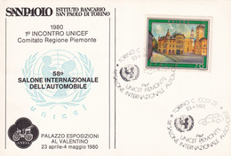 A10882- SAN PAOLO, COMITATO REGIONE PIEMONTE 1980 UNICEF, SALONE DELL'AUTOMOBILE TORINO ITALIA USED STAMP - UNICEF