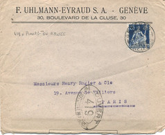 SUISSE - LETTRE  DE GENEVE Pour PARIS    - C à D -  20-IX-17 - Covers & Documents