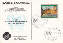 A10889- SALONE INTERNAZIONALE DELL'AUTOMOBILE SAN PAOLO, TORINO 1980, UNICEF PIEMONTE, ITALIA USED STAMP - UNICEF