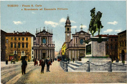 CPA AK TORINO Piazza S.Carlo E Monumento ITALY (542199) - Places