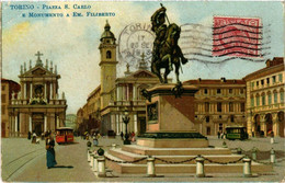 CPA AK TORINO Piazza S.Carlo E Mon A Em.Filiberto ITALY (542718) - Places