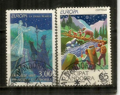 ANDORRA.Europa 1997,légendes.l'Ours & Contrebandiers & Dame Blanche Protectrice Des Loups. 2 Timbres Oblit.1 ère Qualité - Gebruikt