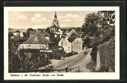 AK Oederan / Sachsen, Freibergerstrasse Mit Kirche - Oederan