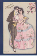 CPA Chiostri Carlo Art Déco Illustrateur Italien écrite Femme Women Couple Pâques - Chiostri, Carlo