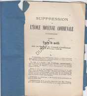 OUDENAARDE Suppression De L'Ecole Moyenne Communale 1876 (N839) - Antique