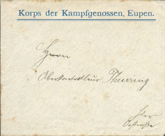 Enveloppe (avec Son Contenu) Du KORPS Der KAMPFGENOSSEN D'EUPEN Le 13 Juin 1907  + Signatures à Ober .. Theuring TB - 18 - Franchise