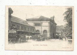 Cp , Chemin De Fer , Gare PERRACHE , 69 , LYON ,attelages ,publicité , Chevaux , Vierge , Ed.  H. B. & Cie - Stazioni Senza Treni