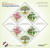 COSTA RICA BICENTENNIAL INDEPENDENCE, NATIONAL SYMBOLS, COFFEE, TREE, FLOWER, MNH 2021 - Costa Rica