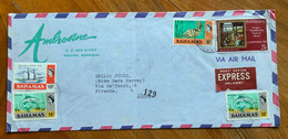 BAHAMAS -  EXPRESS VIA AIR MAIL FROM  NASSAU TO FLORENCE - ITALY  - BAHAMAS - CHRISTMAS  1975 + ELISABETTA  PESCI . - Bahamas (1973-...)