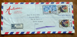 BAHAMAS -  REGISTERED VIA AIR MAIL FROM  NASSAU TO FLORENCE - ITALY  - BAHAMAS - CHRISTMAS  1977 . - Bahamas (1973-...)