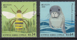 CYPRUS 2021 EUROPA CEPT..Endangered National Wildlife.set 2 ST.MNH - 2021