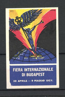 Reklamemarke Budapest, Fiera Internazionale 1927, Messelogo Hermes Auf Erdkugel - Cinderellas