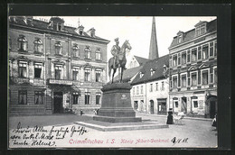 AK Crimmitschau I. S., Hotel Vereinshof Und König Albert-Denkmal - Crimmitschau
