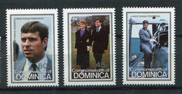 Dominique ** N° 915 à 917 - Mariage Du Prince Andrew - Dominica (1978-...)