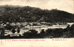 St. Lucia, U.S.S. Alabama & Kearsage Coaling In Castries Harbour, Um 1910/20 - Santa Lucia