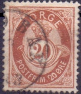Noorwegen 1882-85 20öre Posthorn 21mm GB-USED - Usati