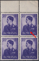ROMANIA 1940 King Michael - 4 Nasturi La Veston Variety/Error Block MNH RRRRRR - Abarten Und Kuriositäten
